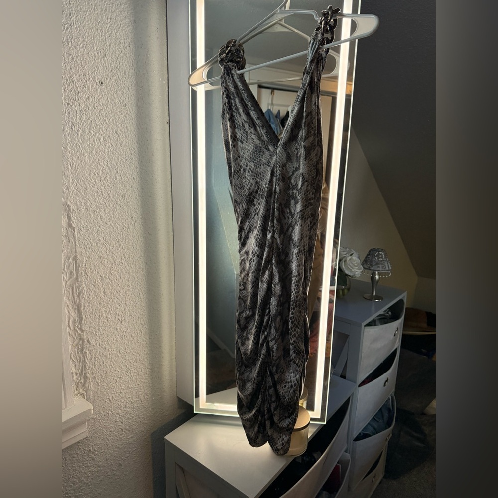 Forplay 🐍 Snake Print Ruched Mini Dress - Picture 2 of 5